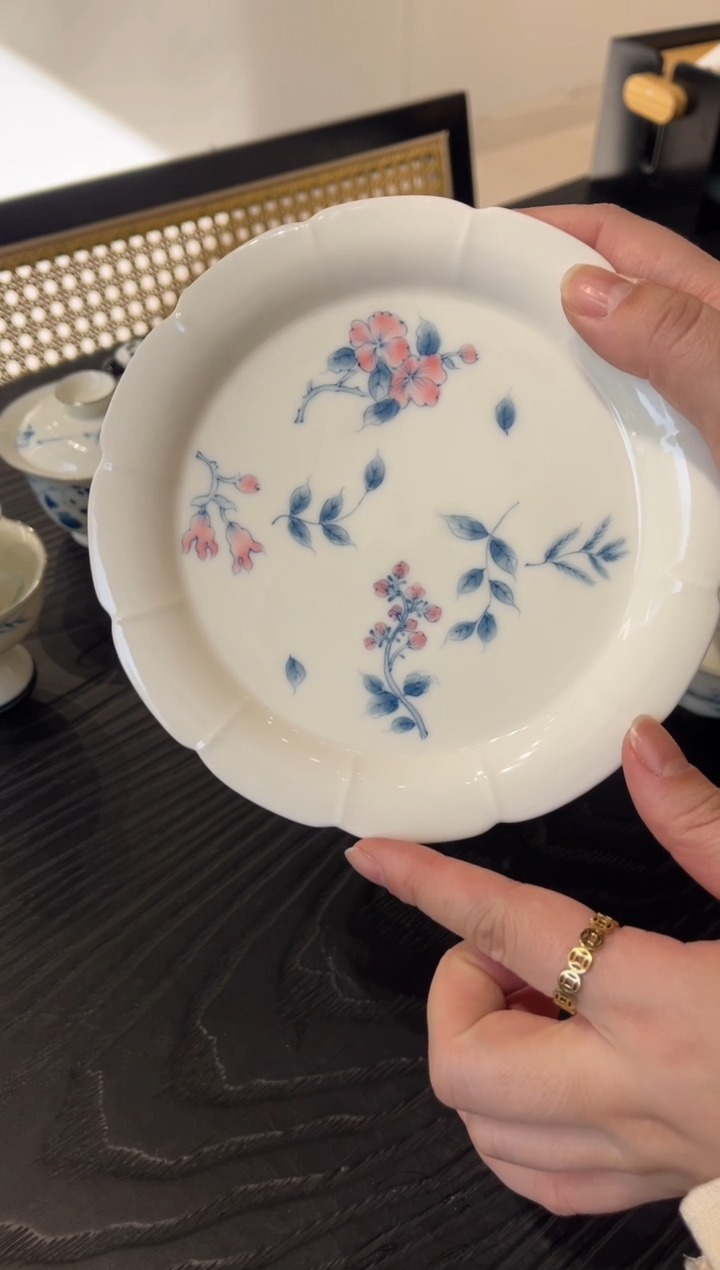 【闪购商品】青己-玉瓷-海棠朵朵-花型壶承