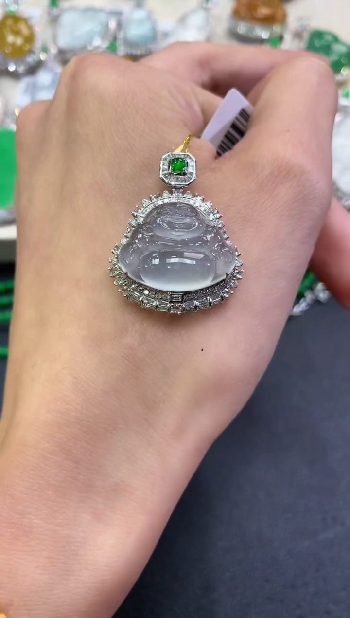 【闪购商品】翡翠吊坠(不含链)18K金镶嵌q147     