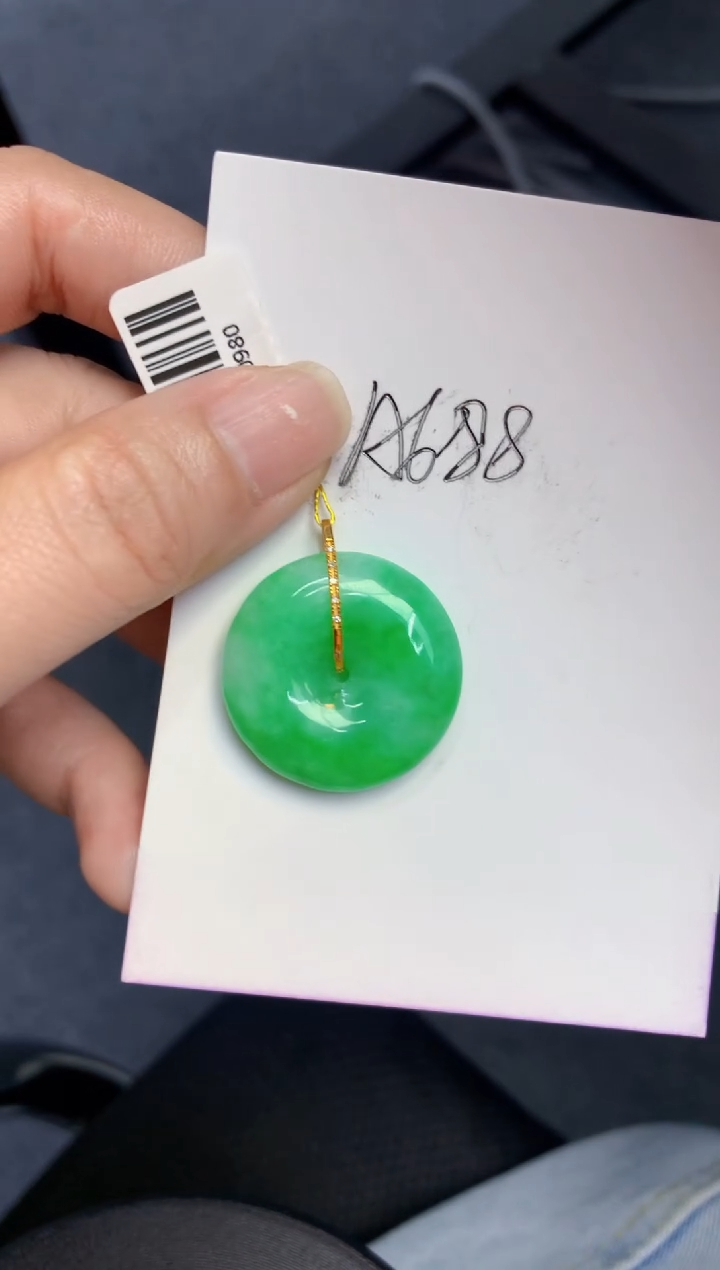 颈饰18K金镶嵌翡翠天然A货缅甸翡翠百元以上9元证书费自理