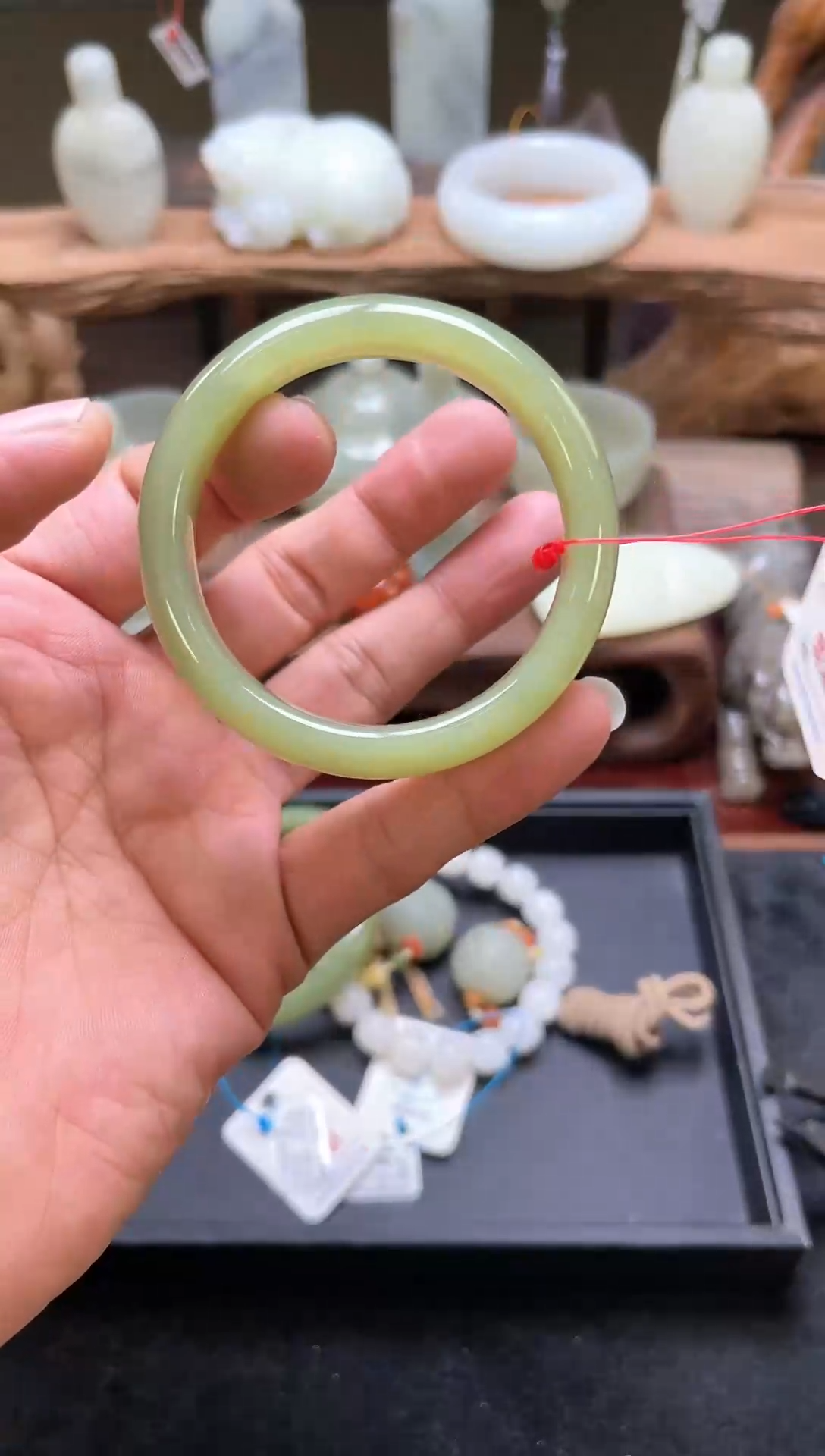 【闪购商品】和田玉手镯未镶嵌若羌青黄口手镯 54+圈9006255