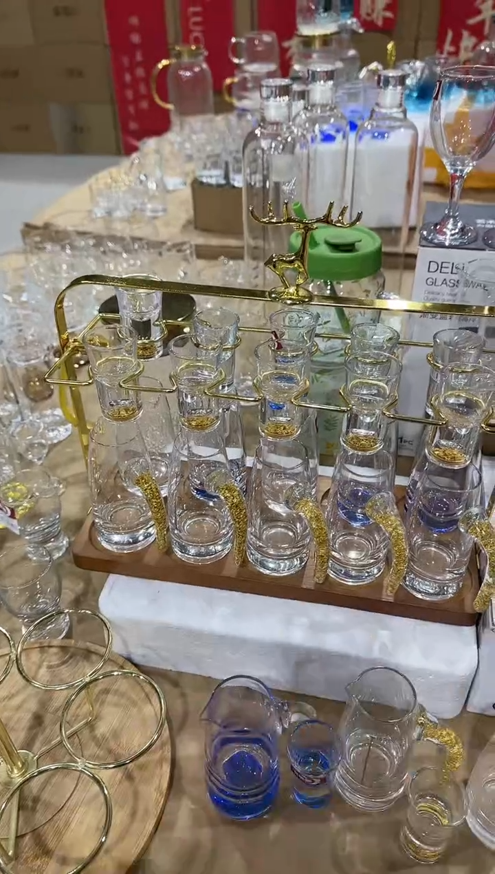 【闪购商品】玻璃无盖款青苹果闪购价金箔10+10+杯架