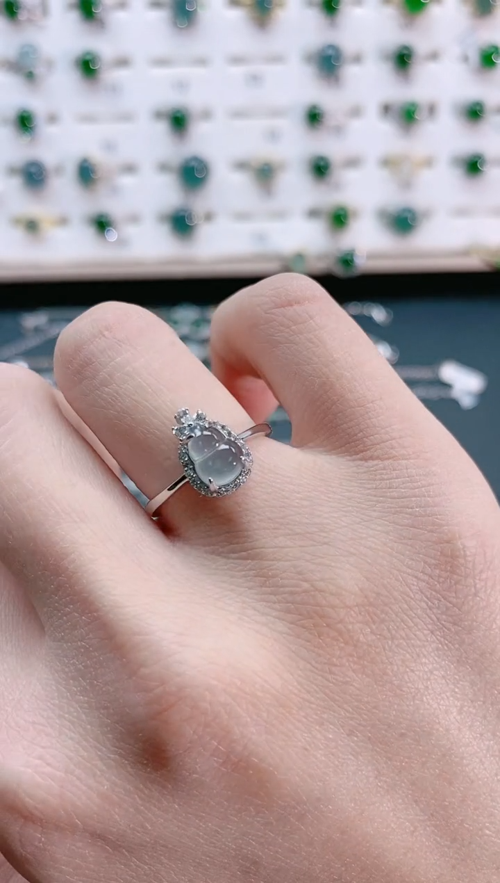 【闪购商品】翡翠戒指银S925镶嵌天然翡翠