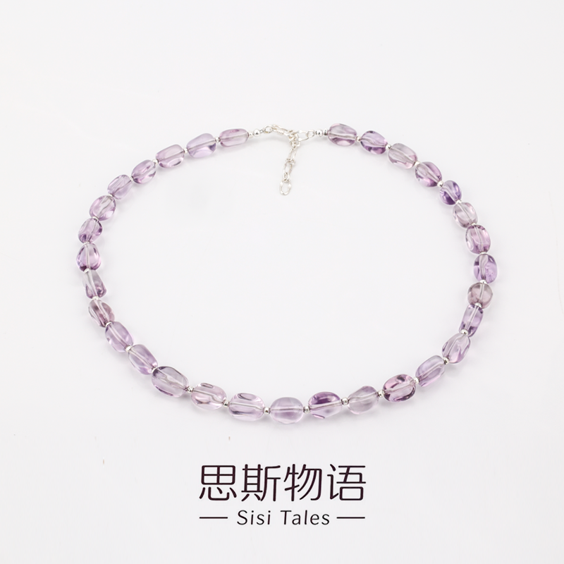 思斯原创 【月影星河】玻利维亚紫水不规则巴洛克风水晶S925银项链