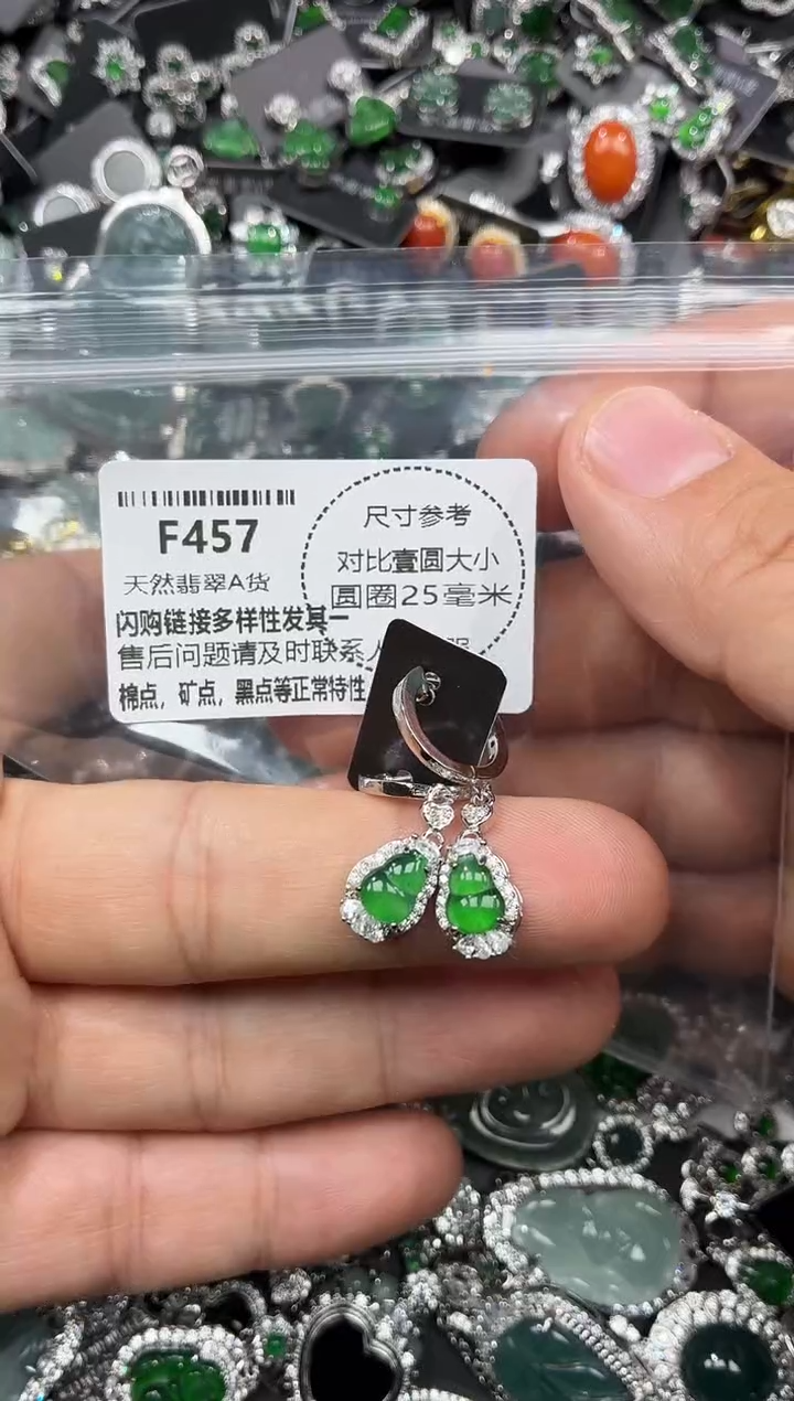 颈饰未镶嵌翡翠F457耳扣