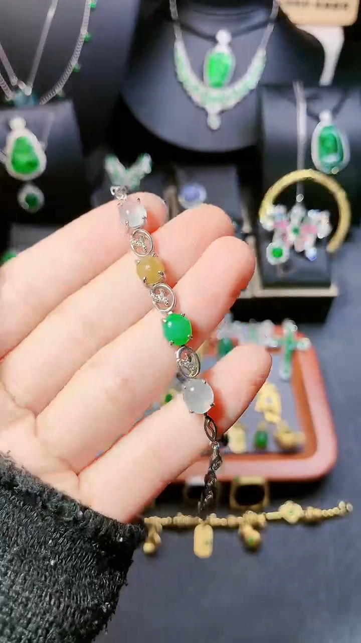 【闪购商品】翡翠手链银S925镶嵌手链