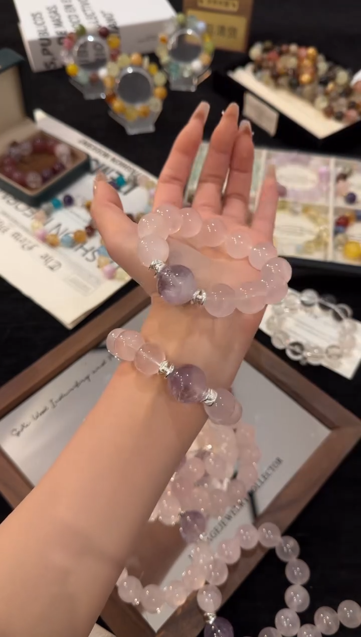 合金手链水晶粉紫葡萄x3224