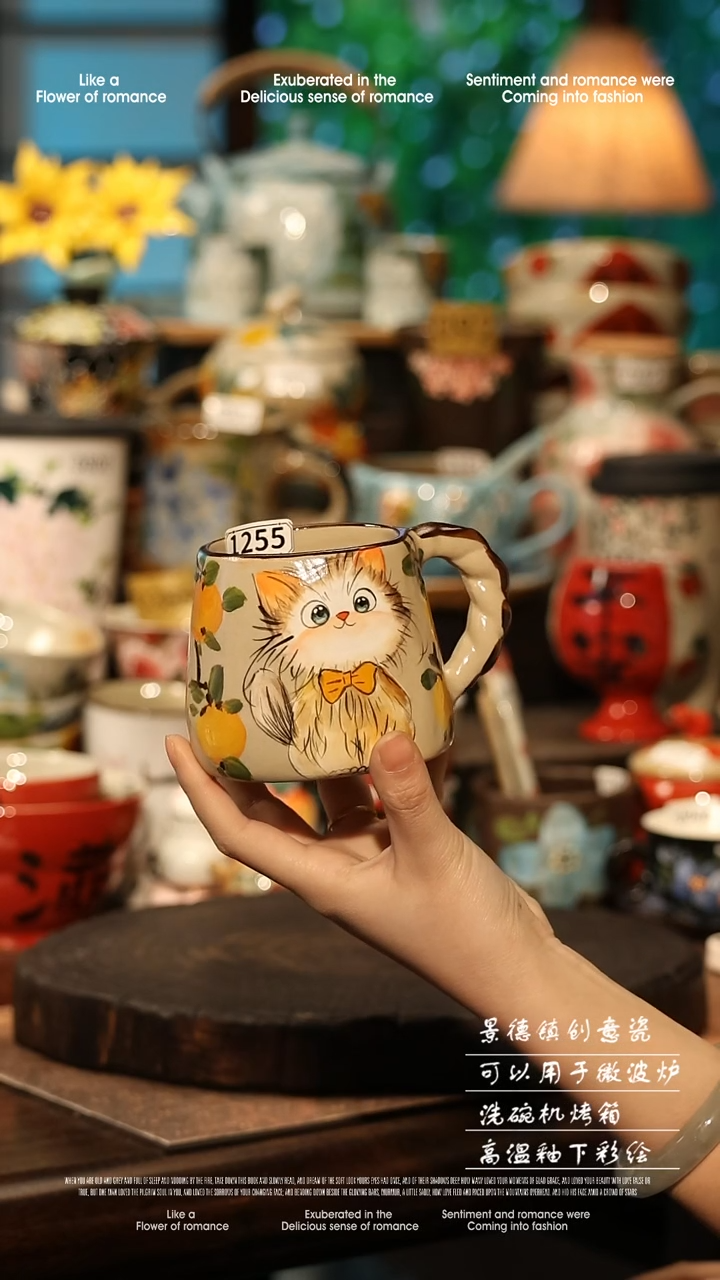 陶瓷景德镇高温釉下彩手工手绘款式@A1255@