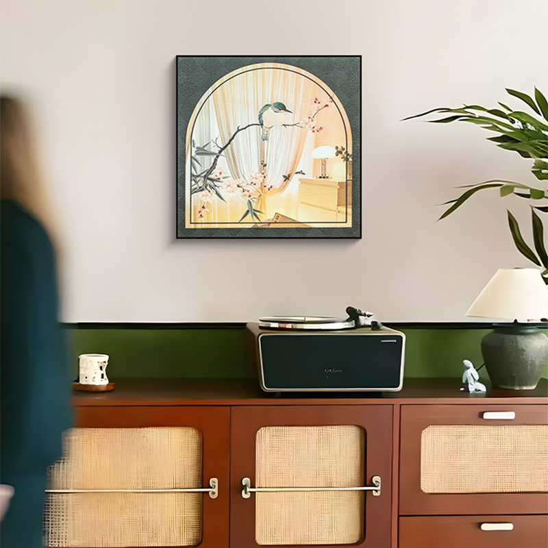 中古风高级感装饰画法式小众画入户玄关斗柜桌面装饰画花鸟6060