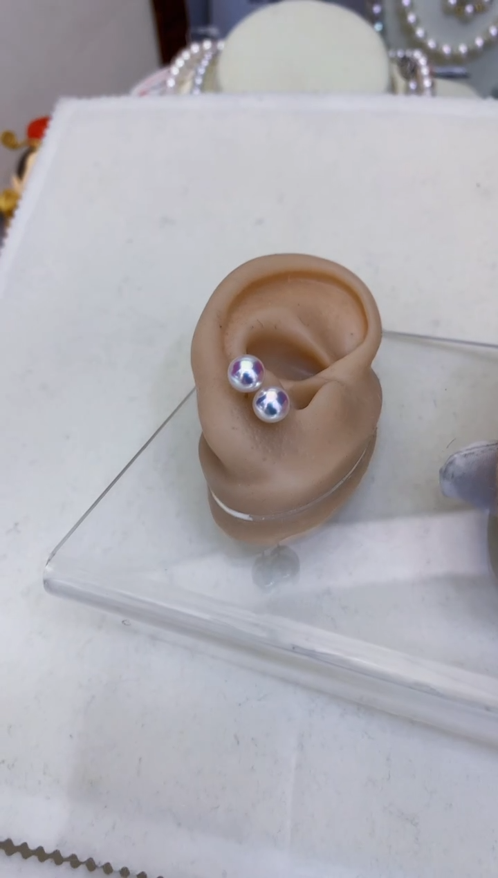 18K金镶嵌海水珍珠饰品6-7素钉定制