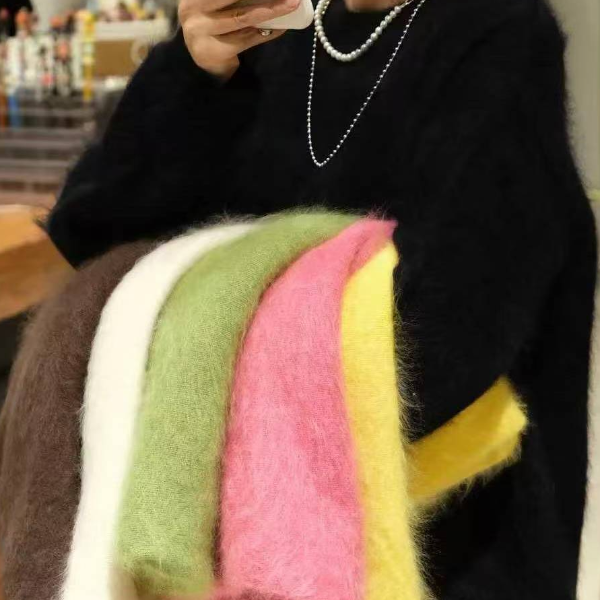 chalan冬款拉毛多色加厚圆领羊毛羊绒桑蚕丝毛衣H25D0235(干洗)