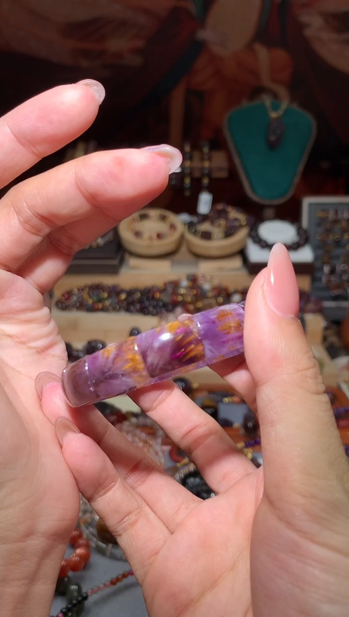 水晶珠宝半成品未镶嵌极光紫钛镯牌多样性发其1
