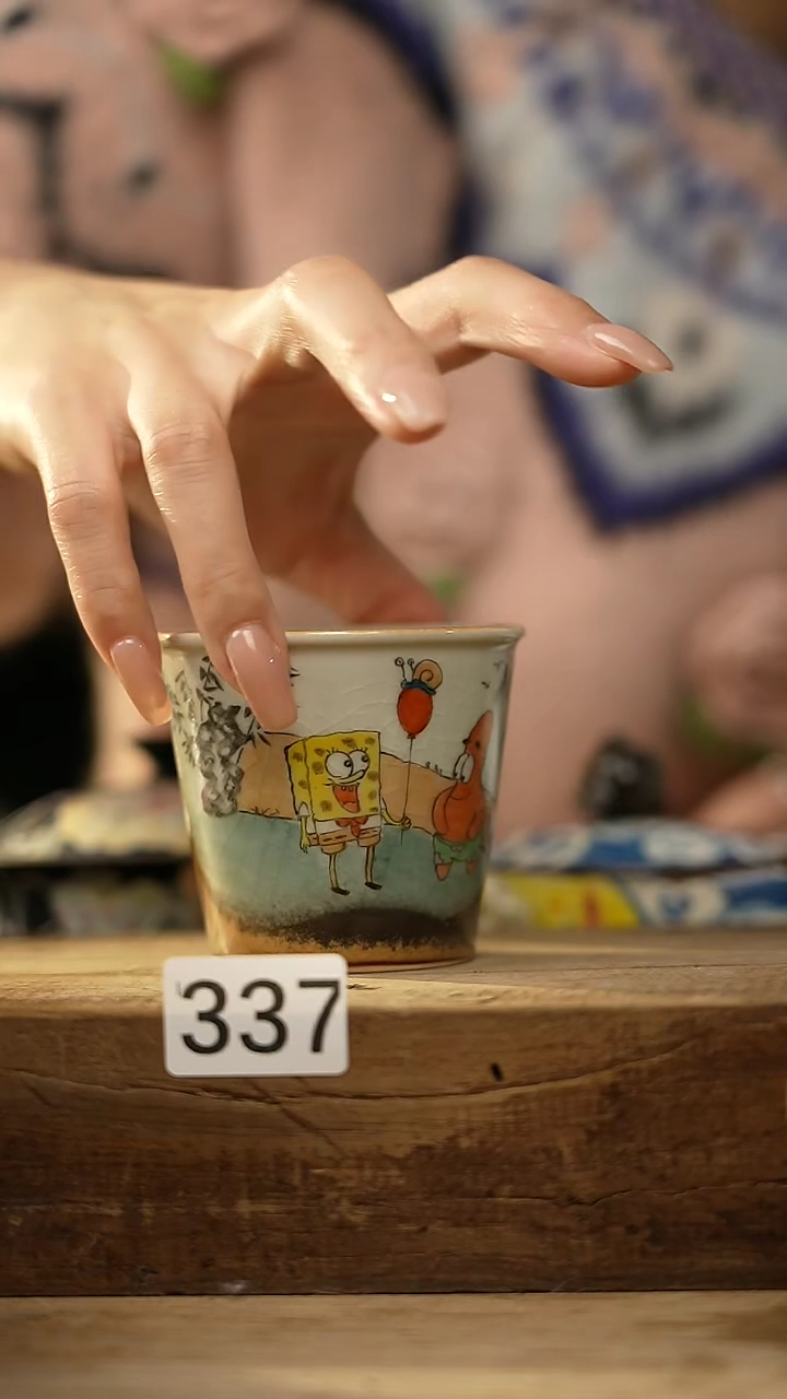 【闪购商品】瓷片设计师款 卡通手绘 柴烧 杯