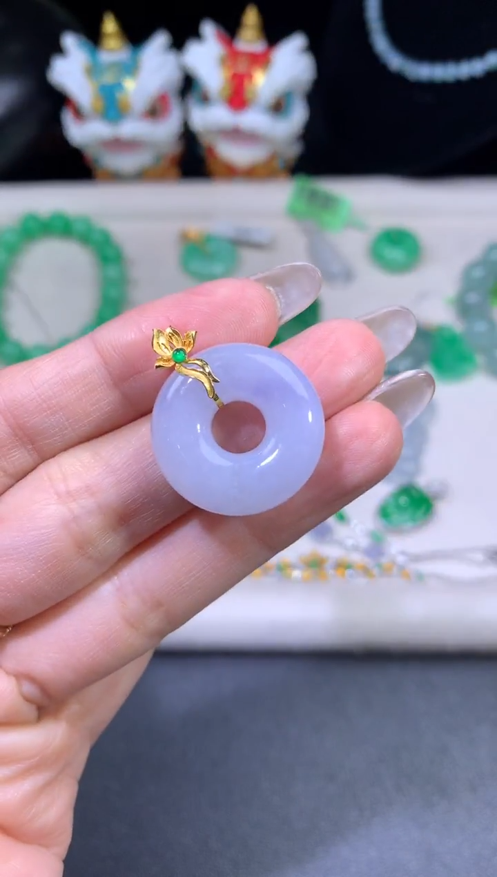 吊坠(不含链)18K金镶嵌翡翠翡翠