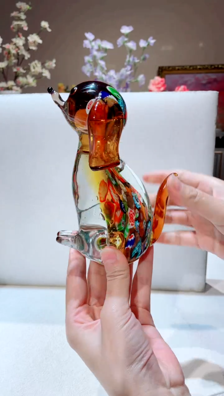 【闪购商品】琉璃手工艺品 万花琉璃狗金色 （内炸-微瑕）