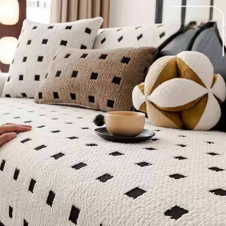 【三人直排/贵妃】秋冬加绒加厚雪尼尔防滑沙发垫简约轻奢色织提花