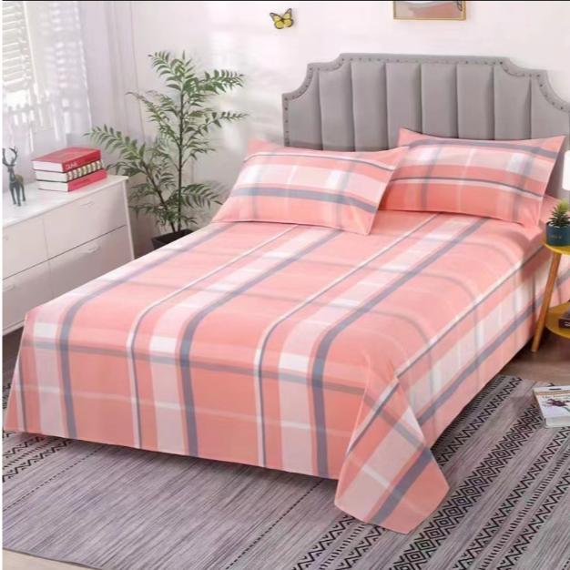 亲肤棉床单--香芋粉格150*200