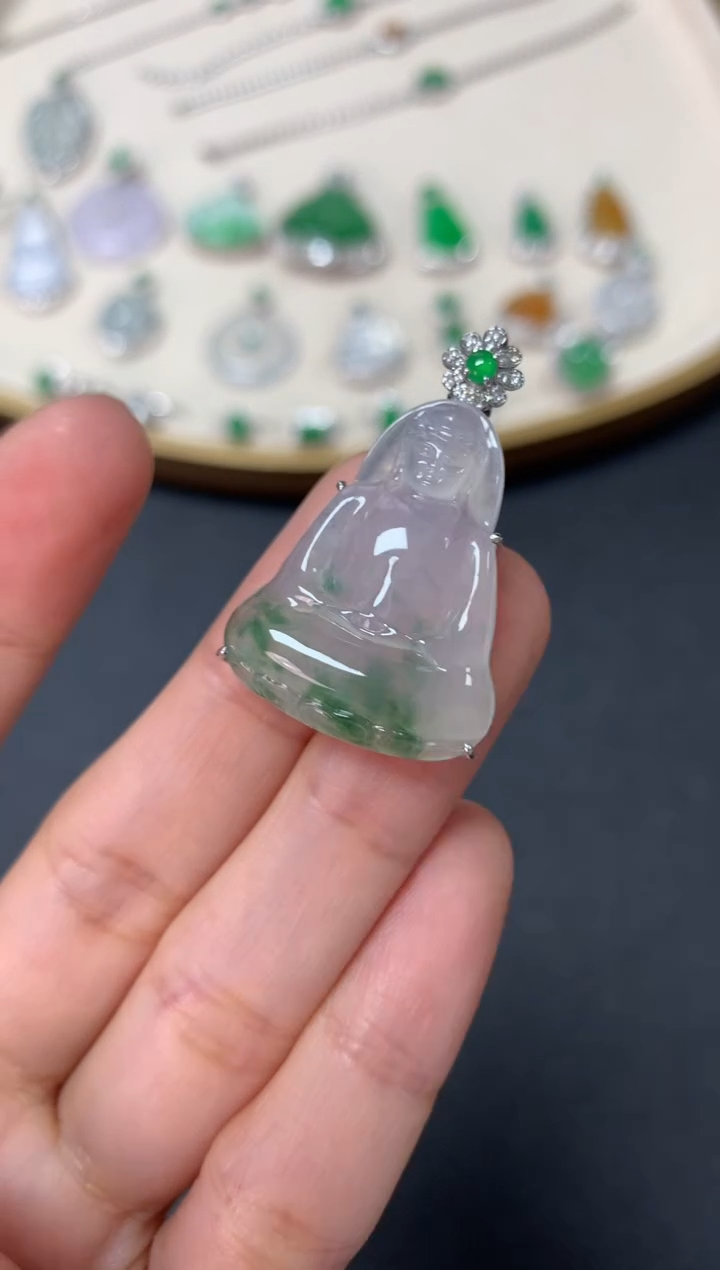 【闪购商品】翡翠吊坠(不含链)18K金镶嵌8280