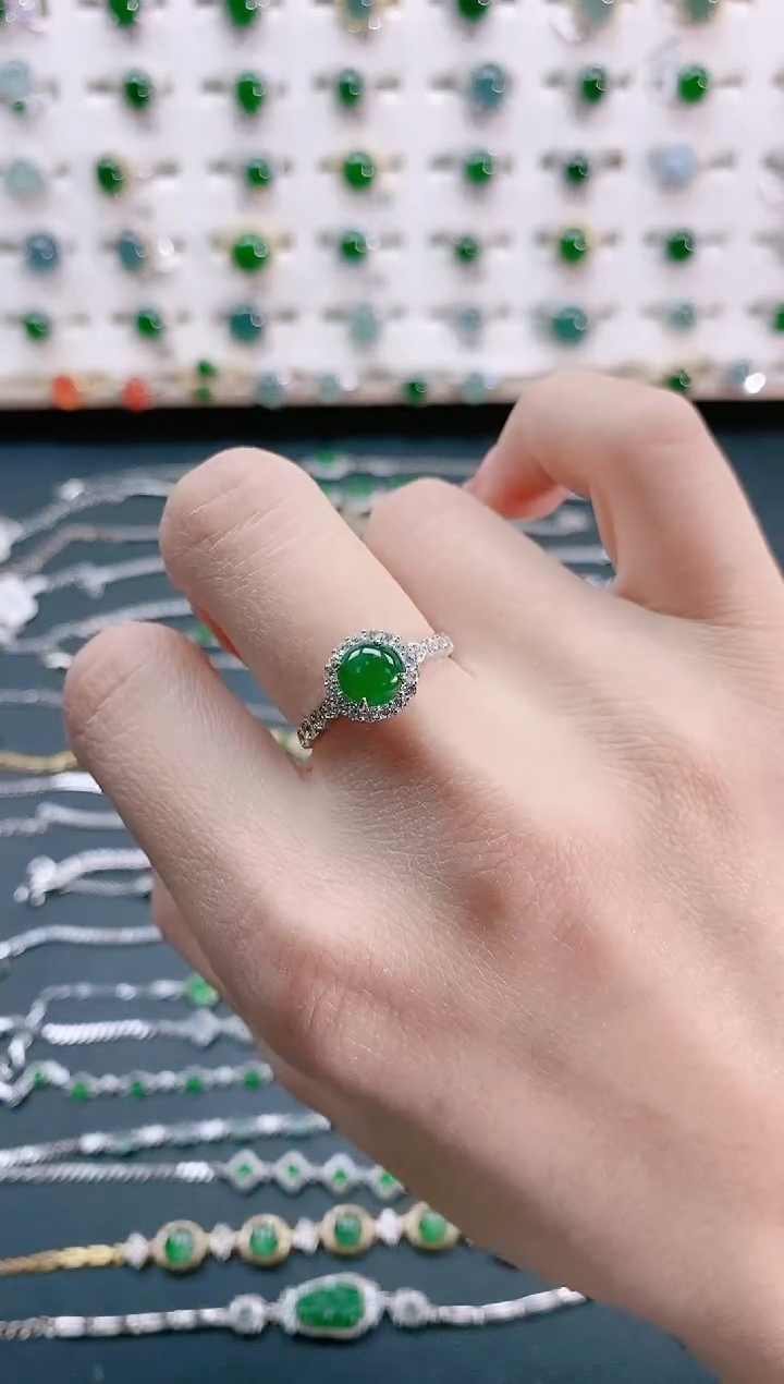 【闪购商品】翡翠戒指银S925镶嵌天然翡翠