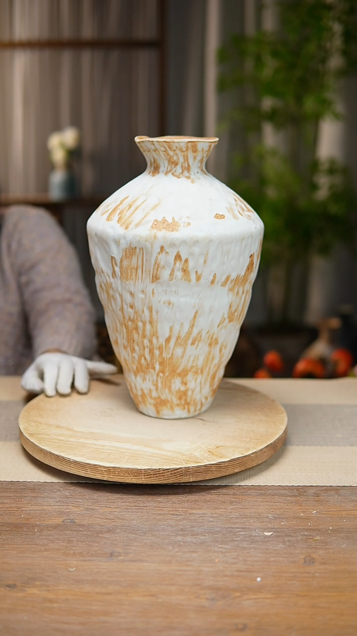 【闪购商品】陶瓷  花器诧寂黄高脚