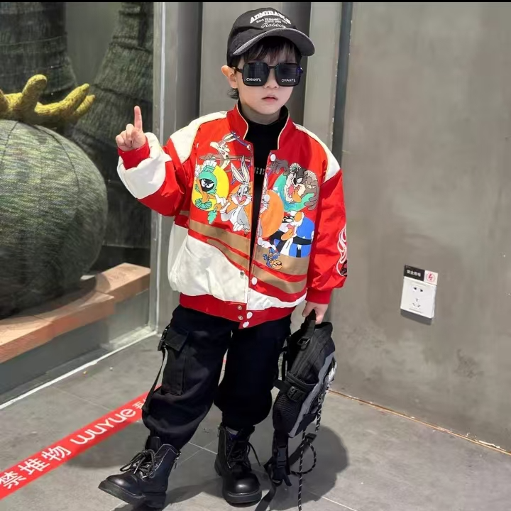 动物集合拼接加绒棉衣5588