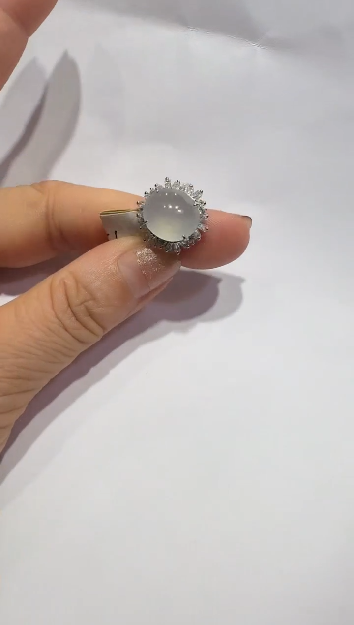 银S925镶嵌戒指翡翠925银镶翡翠戒指镶嵌51