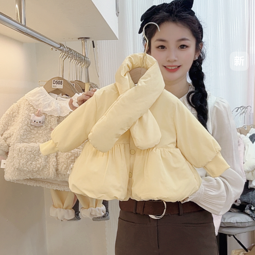 【现现】冬季女宝宝奶黄包面包服棉服加绒加厚韩版棉服