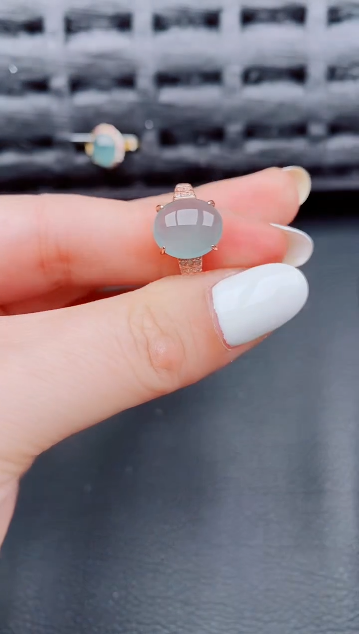 【闪购商品】翡翠戒指银S925镶嵌天然a货翡翠434