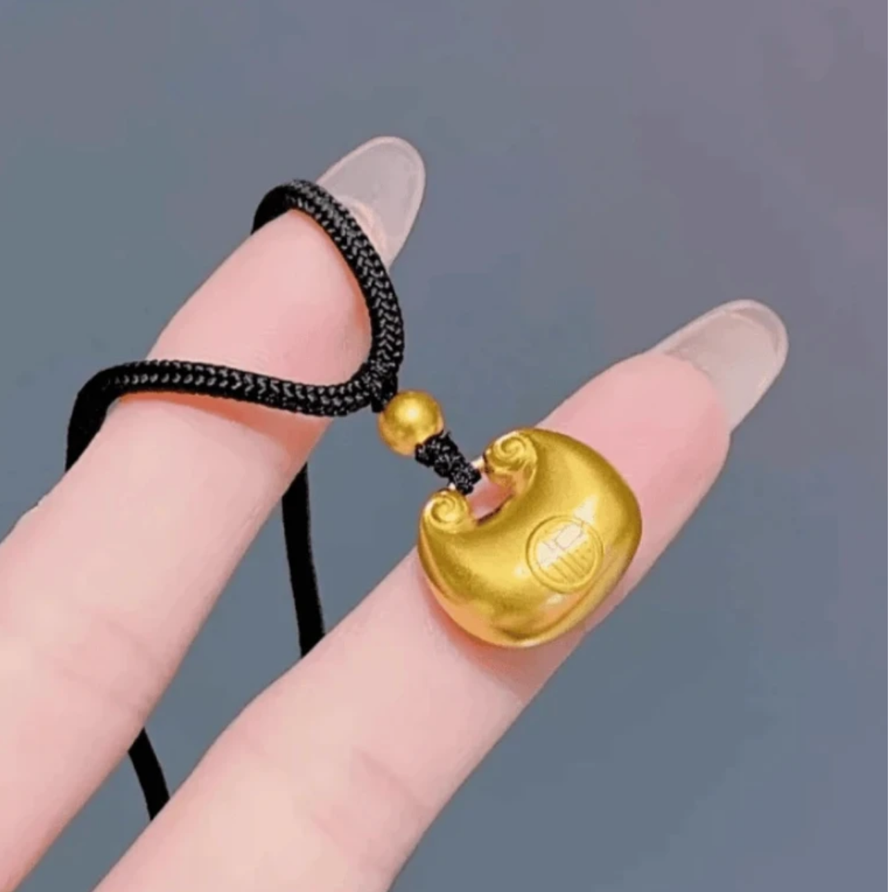 足金999古法小胖福吊坠时尚手工编绳