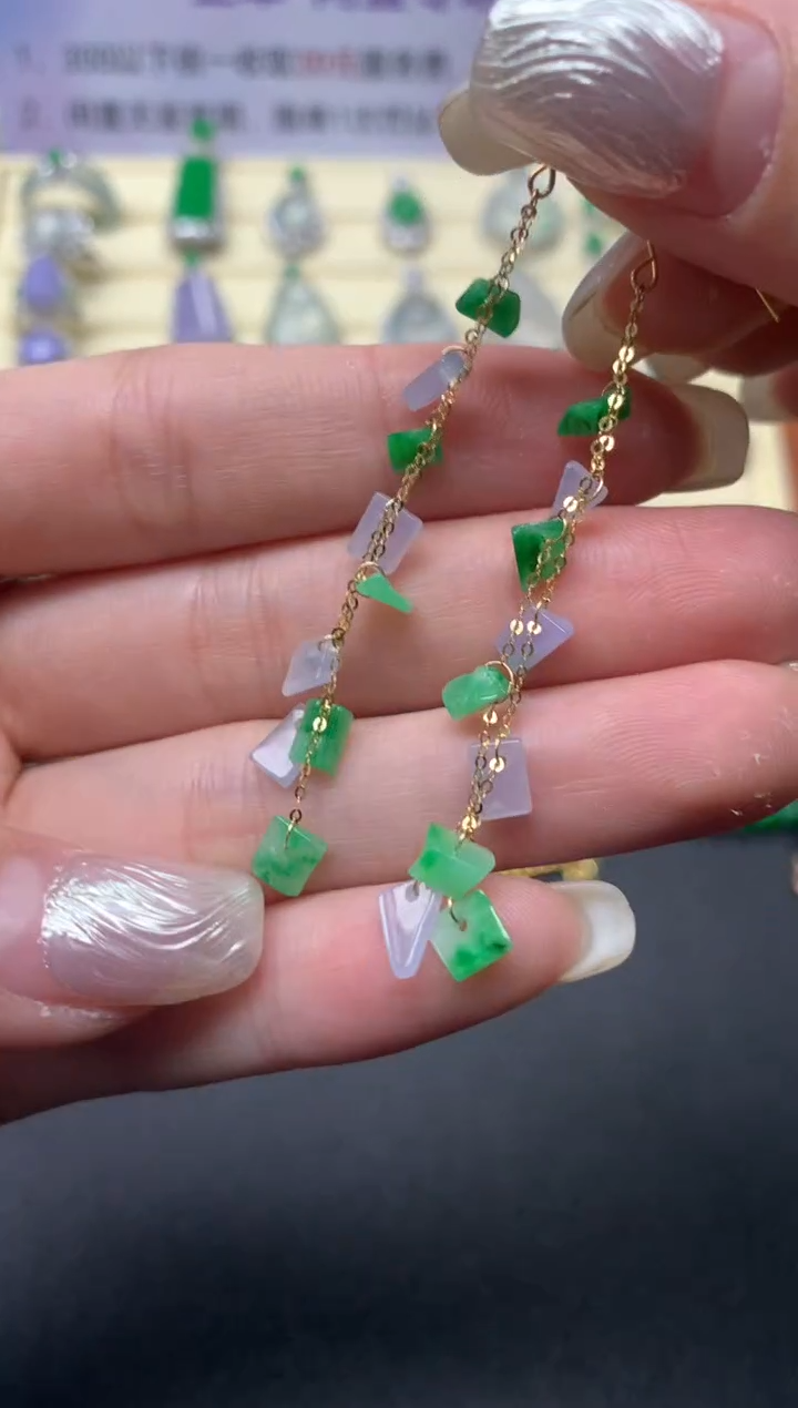 【闪购商品】翡翠耳饰18K金镶嵌多样性发其一|400+40