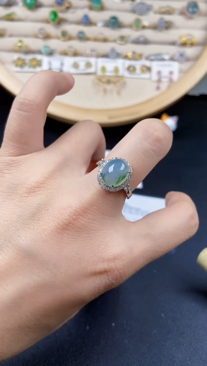 翡翠银S925镶嵌戒指546546