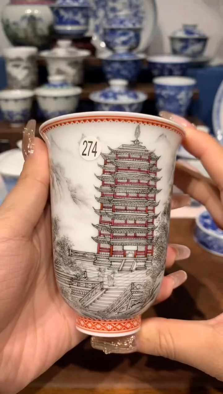 【闪购商品】摆件274墨彩楼阁的大铃铛杯额