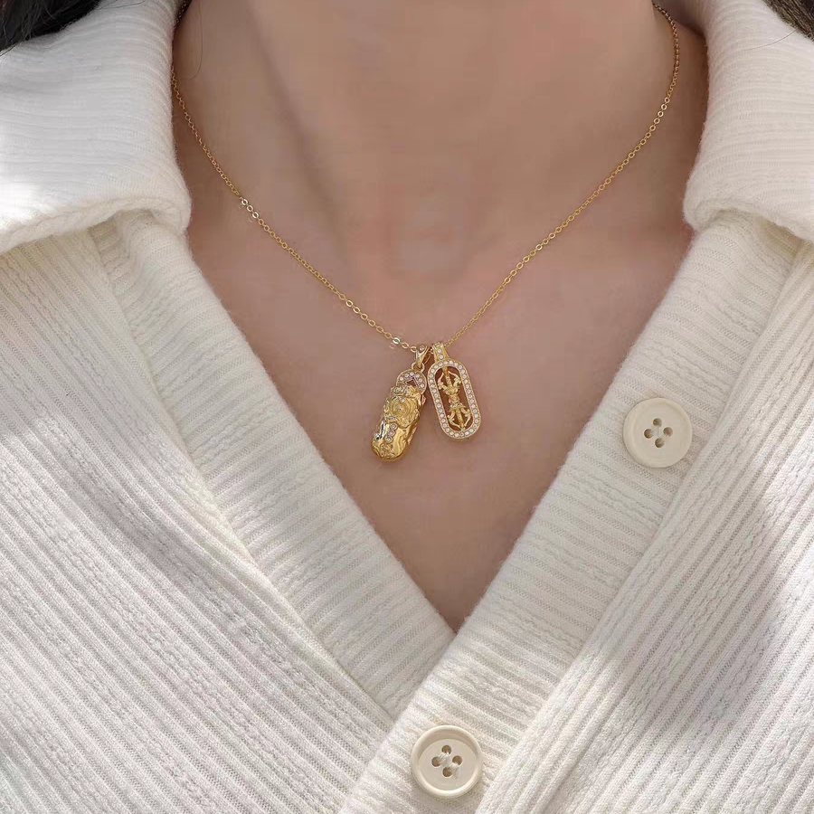 18K貔貅金刚杵吊坠（赠银链）