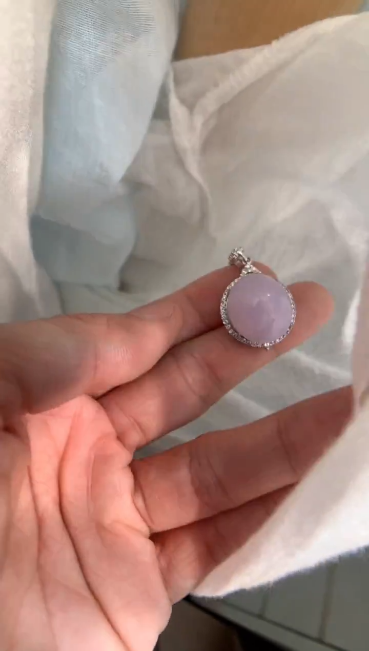 颈饰银S925镶嵌翡翠蛋面