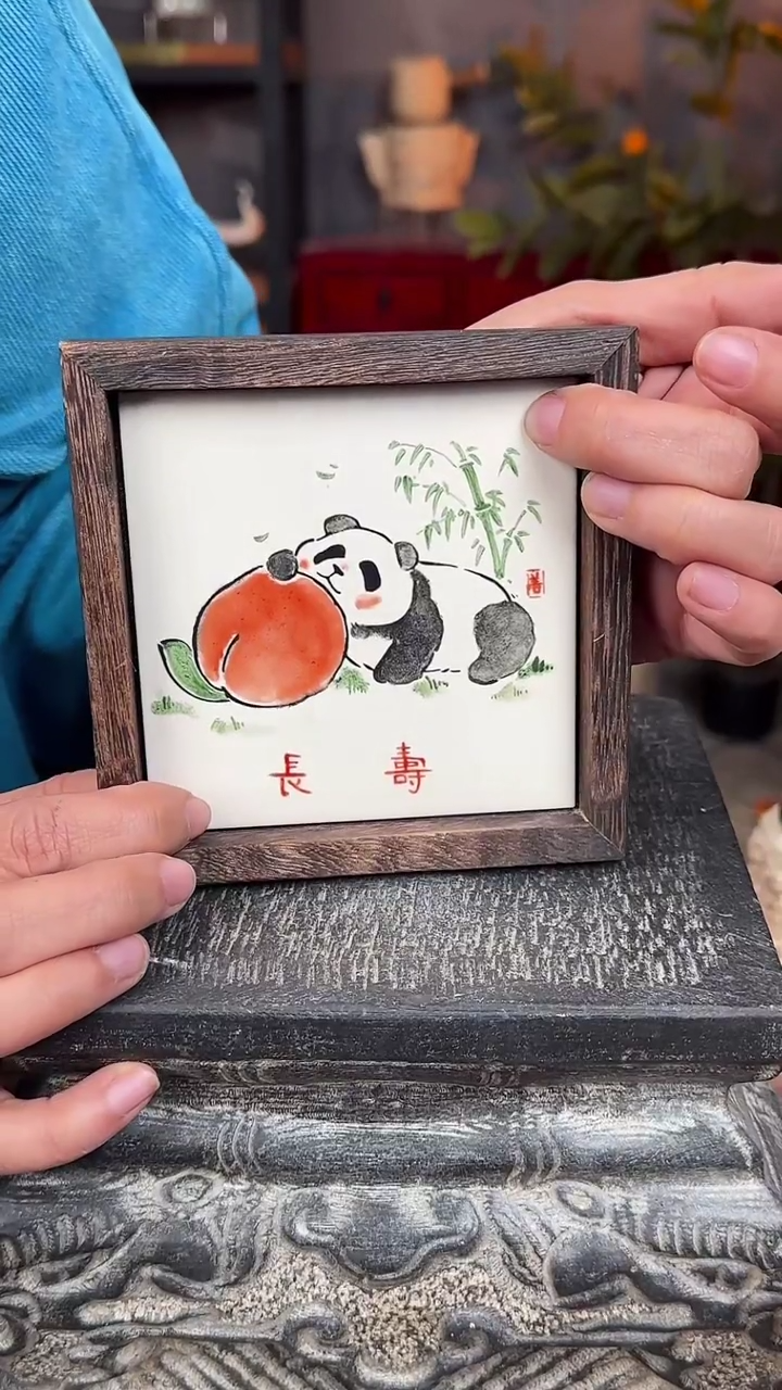 【闪购商品】摆件手工釉上彩陶瓷实木收纳盒