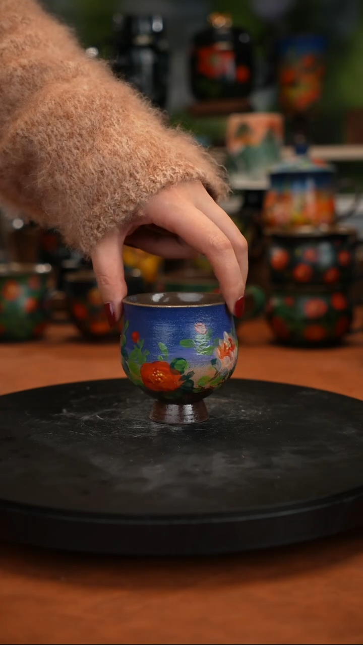 紫砂油画手绘釉下彩