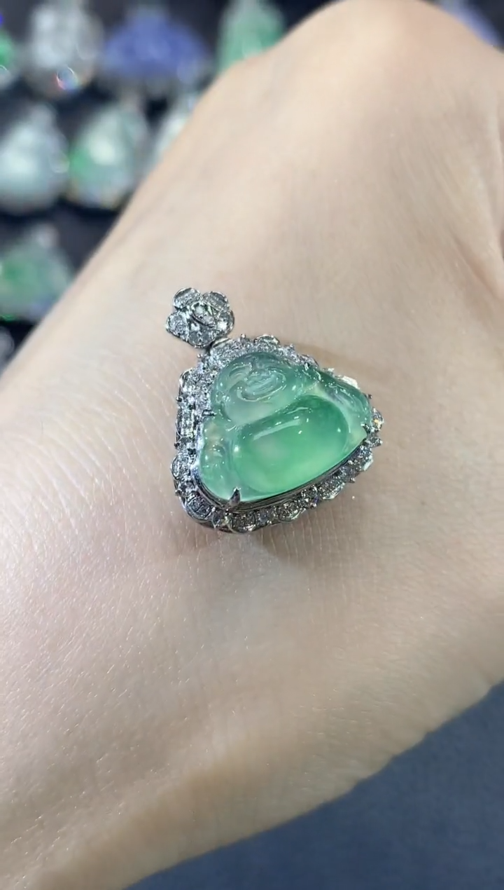 吊坠(不含链)18K金镶嵌翡翠A27翡翠