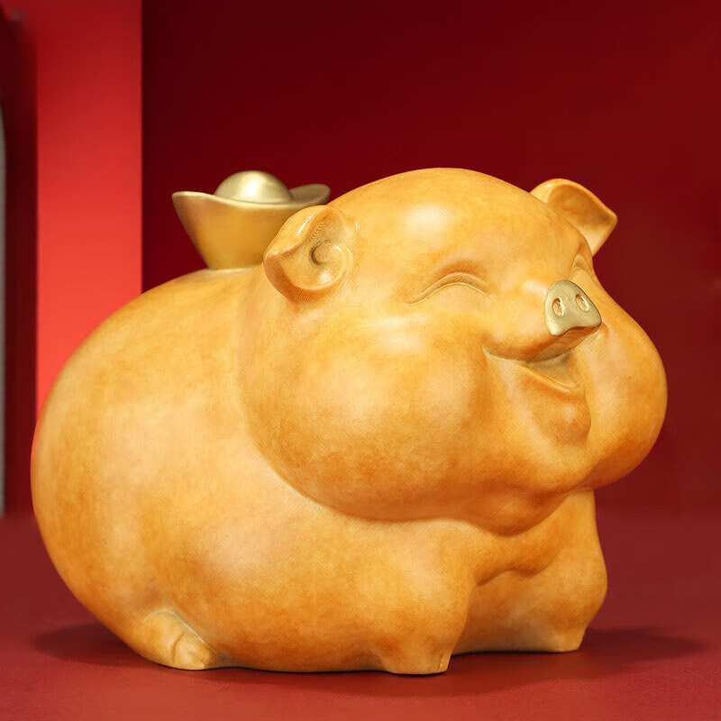 铜猪摆件小财猪客厅酒柜装饰品办公室桌面摆设送朋友乔迁开业礼物