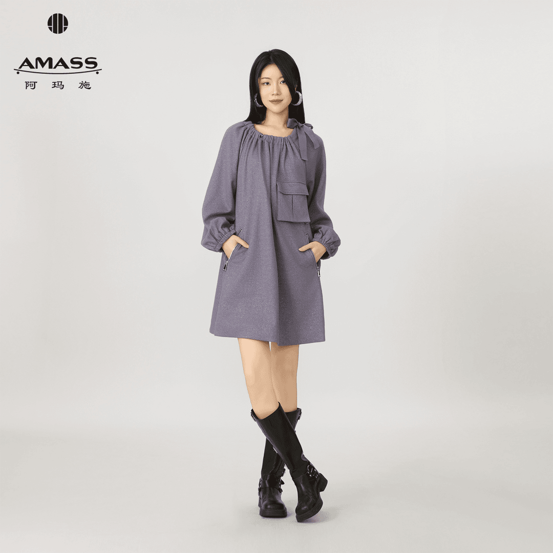 AMASS/阿玛施轻奢百搭秋冬新款气质时髦长袖连衣裙5500552