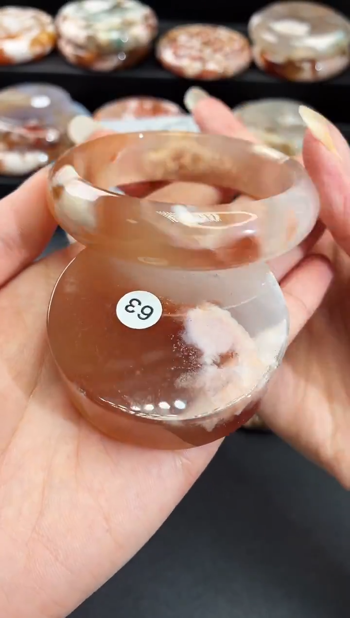 手镯玛瑙/玉髓未镶嵌石英质玉56圈55/56带(赠送镯心)