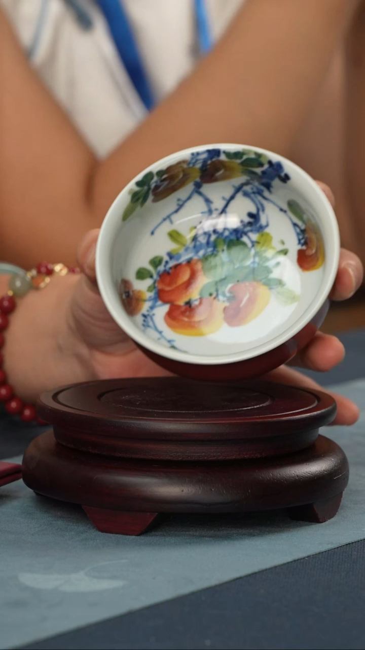 杯子景德镇手工手绘内绘釉下彩豇豆红主人杯