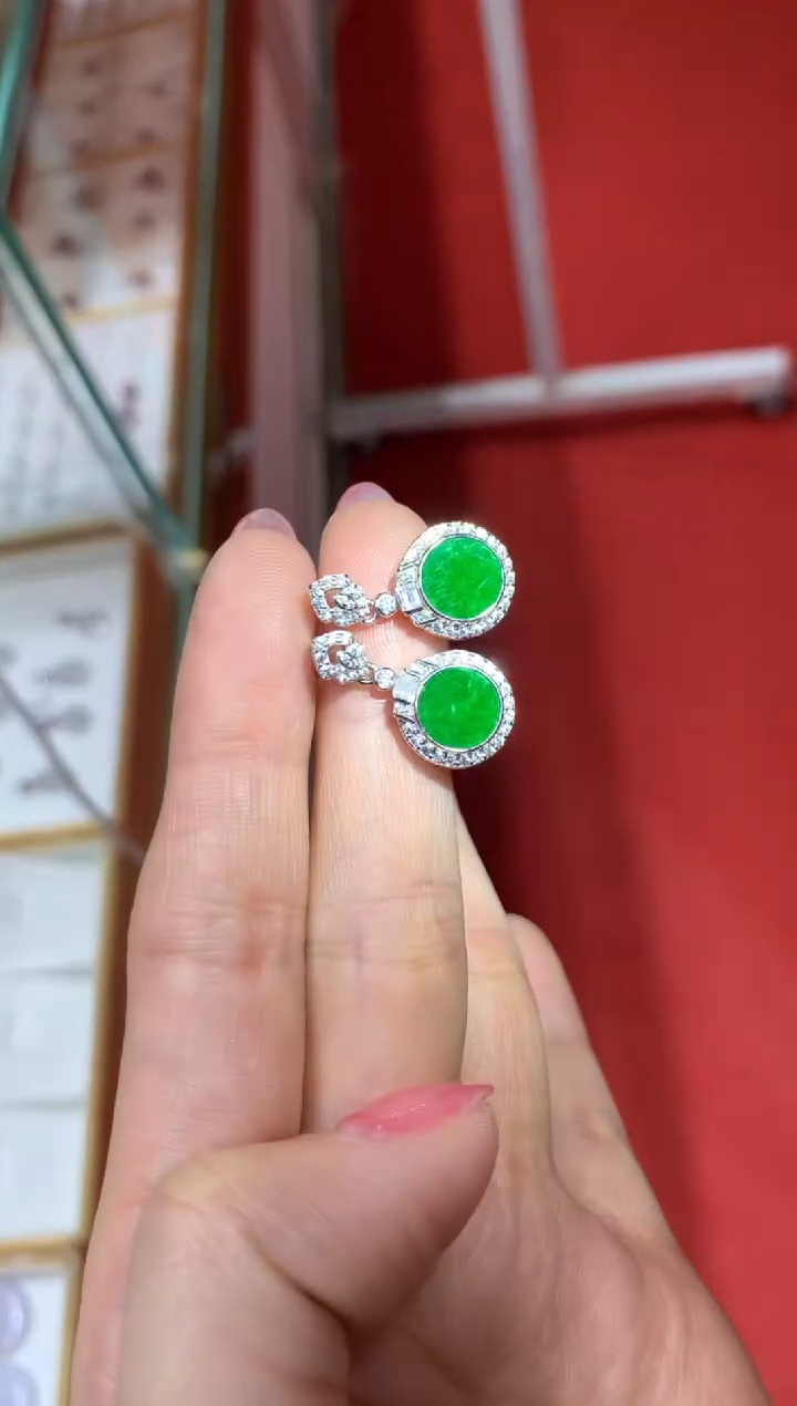 【闪购商品】翡翠耳饰银S925镶嵌|不退不换