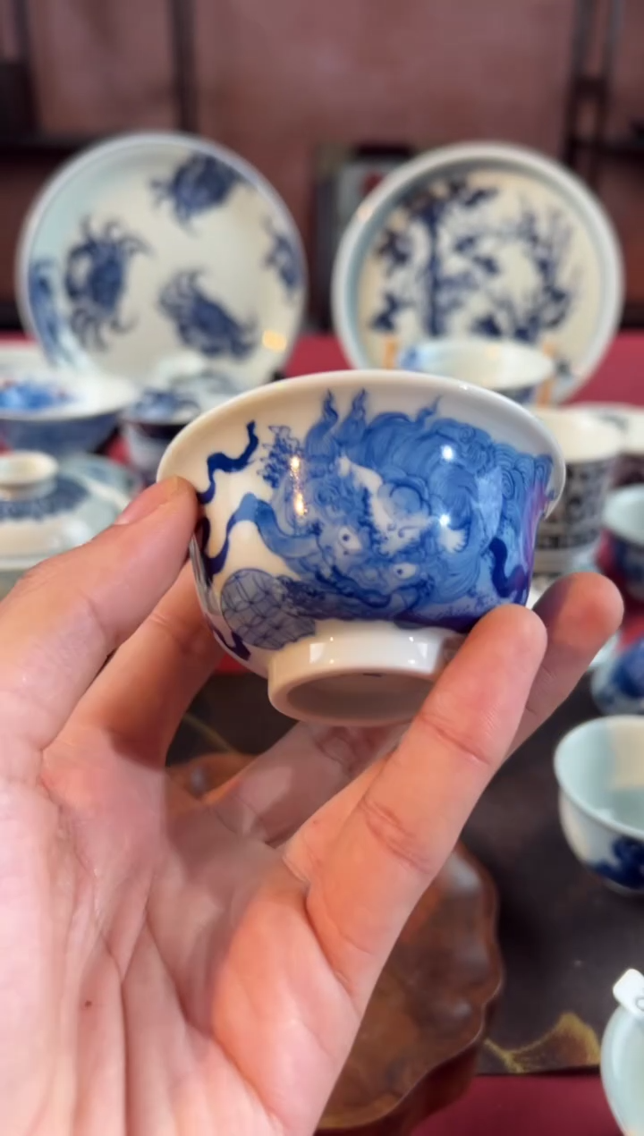 摆件陶柒**姐天禄言瓷手工手绘茶器5591