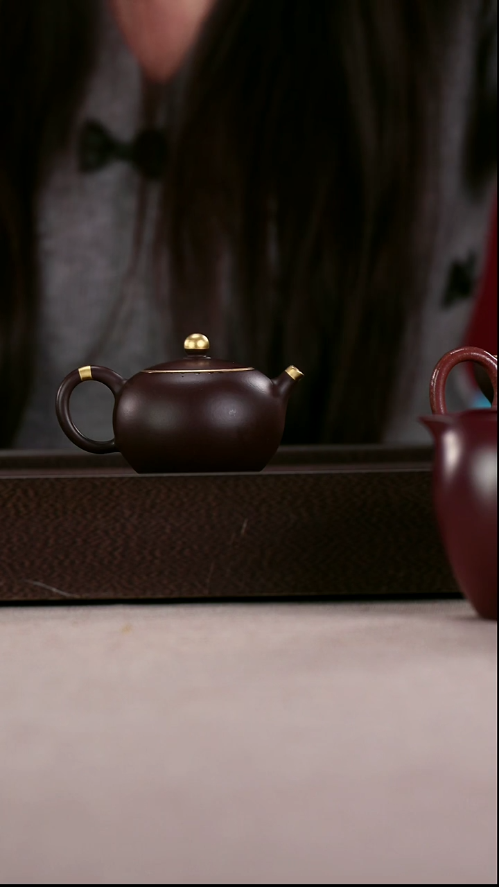 茶壶紫砂四号井茄皮紫泥描金嵌盖小西施