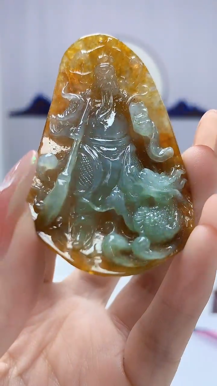 【闪购商品】定制翡翠未镶嵌4902DD-毛货挂件230