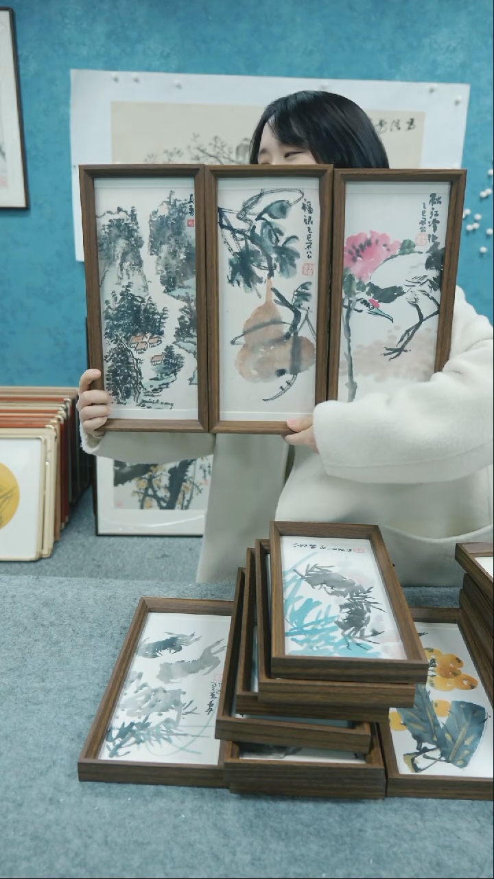 【闪购商品】国画17*37本土老师木质摆台