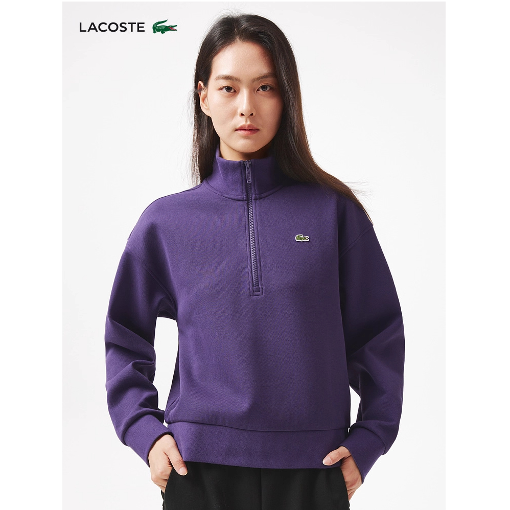 LACOSTE法国鳄鱼女装25秋季新款宽松落肩袖半拉链卫衣|SF5271