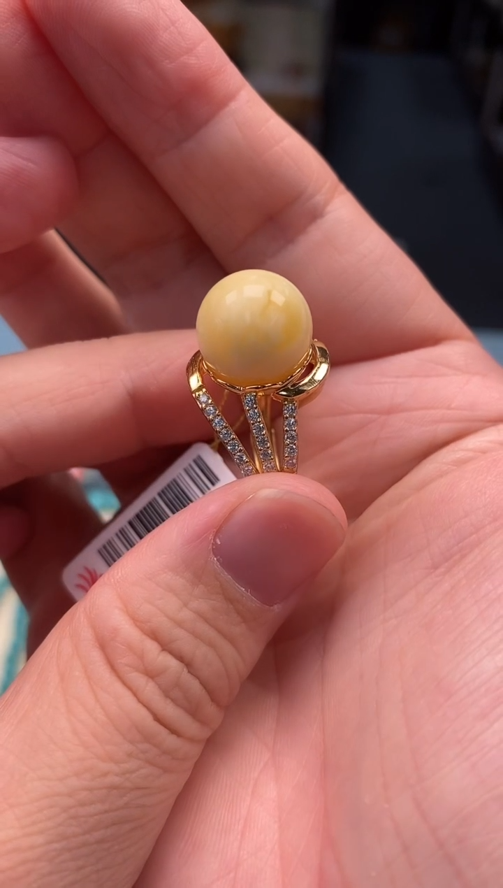 琥珀银S925镶嵌戒指戒指