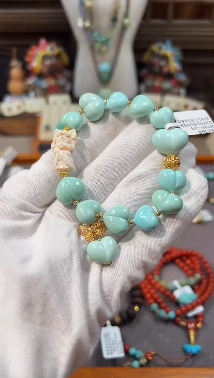 18K金镶嵌绿松石手链绿松石手链