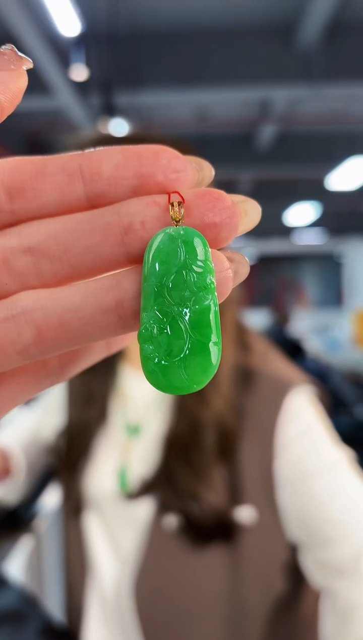 【闪购商品】翡翠颈饰18K金镶嵌缅料A货/支持复检/一件