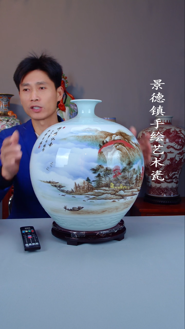 瓶陶景德镇手工手绘陶瓷摆件31